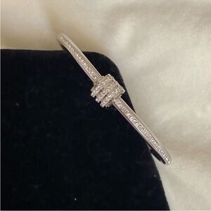 Rhinestone Accent Silver Tone Bangle Bracelet New NWT